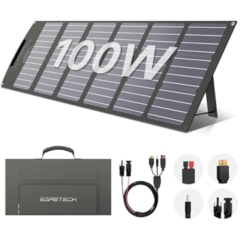 Portable Solar Panel 100W 17.5V with MC-4 to DC5521/XT60/Anderson Cable, 100W Folda...