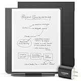 New Amazon Kindle Scribe Essentials Bundle including New Kindle Scribe (64GB) - Tungsten, Premium Pen, Plant-Based Leather Folio-Black, and Power Adapter