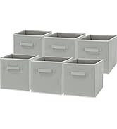 6 Pack - SimpleHouseware Foldable Cube Storage Bin, Grey