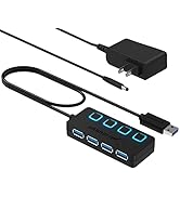 SABRENT 4-Port USB 3.0 Hub with Individual LED Lit Power Switches, Includes 5V/2.5A Power Adapter...