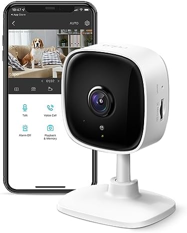 TP-Link Tapo 1080P Indoor Security Camera for Baby Monitor, Dog Camera w/Motion Detection, 2-Way Audio Siren, Night Vision, Cloud & SD Card Storage, Works w/Alexa & Google Home (Tapo C100)