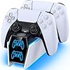 PS5 Controller Charger Station Compatible with PlayStation 5 Faceplates Edge & Dual Controller, PS5 Accessories Charging Station, PS5 Charging Dock Stand with LED Indicators & Charging Cable