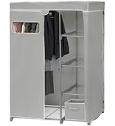 Simple Houseware Freestanding Cloths Garment Organizer Closet with Cover, Grey