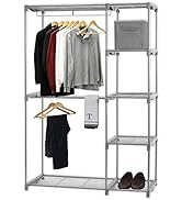 Simple Houseware Freestanding Clothes Garment Organizer Closet, Silver