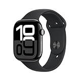 Apple Watch Series 10(GPSモデル)- 46mmジェットブラックアルミニウムケースとブラックスポーツバンド - S/M - 先進的なディスプレイ、睡眠時無呼吸の通知、高速な充電、Suica対応、スマートウォッチ、スポーツウォッチ