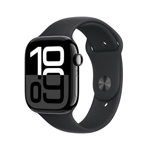 Apple Watch Series 10(GPSモデル)- 46mmジェットブラックアルミニウムケースとブラックスポーツバンド - M/L - 先進的なディスプレイ、睡眠時無呼吸の通知、高速な充電、Suica対応、スマートウォッチ、スポーツウォッチ