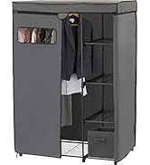 Simple Houseware Freestanding Cloths Garment Organizer Closet with Cover, Dark Gray