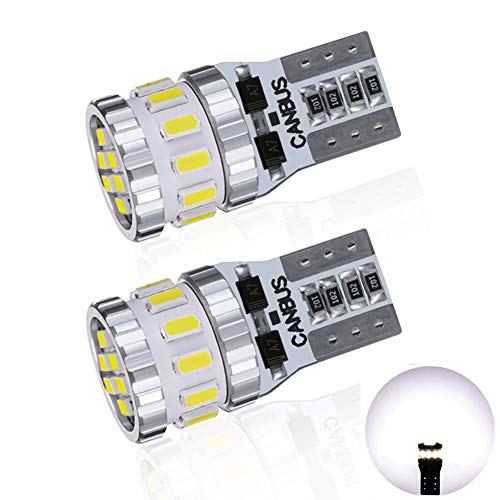 T10 LED ホワイト 爆光 2個 キャンセラー内蔵 LED T10 車検対応 3014LEDチップ18連 DC12V自動車専用 ポジション/ライセンスランプ/ナンバー灯/ルームランプ (2個セット)