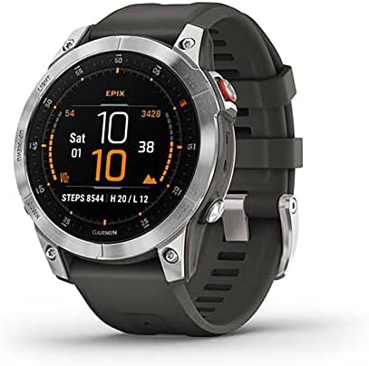 Garmin EPIX – GPS-Multisport-Smartwatch mit brillantem 1,3“ AMOLED-Display und Touch-/Tastenbedienung. TOPO-Karten, 60 Sport-Apps, Garmin Music, Garmin Pay, bis zu 16 Tage Akkulaufzeit, wasserdicht.