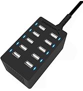 SABRENT 60 Watt (12 Amp) 10-Port [UL Certified] Family-Sized Desktop USB Rapid Charger. Smart USB...