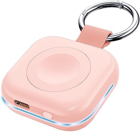 HUOTO Portable Wireless Charger for Apple Watch Accessories,for Apple Watch Series 10/9/8/UItra 2/UItra/7/6/5/4/3/2/SE,Compact Magnetic iWatch Charger 1200mAh Power Bank Keychain Travel Style Gift