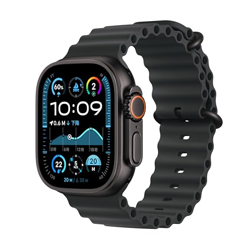 Apple Watch Ultra 2(GPS + Cellularモデル)- 49mmブラックチタニウムケースとブラックオーシャンバンド - 先進的なディスプレイ、睡眠時無呼吸の通知、高速な充電、Suica対応、スマートウォッチ、スポーツウォッチ