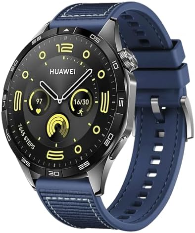 ZoRoll 22mm Armband für Huawei Watch GT 5 46mm/GT 5 Pro 46mm/GT 4 46mm/GT 3 Pro 46mm/GT 3 46mm, Einstellbar Geflochtenes Nylon Silikon Ersatzband für Huawei Watch 4 Pro/Watch 4 - Blau