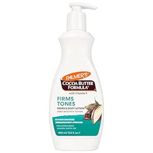 Palmer&#39;s Cocoa Butter Formula Skin Firming Body Lotion, Toning &amp; Tightening Cream with Q10, Collagen &amp; Elastin, Pump Bottle, 13.5 Oz.