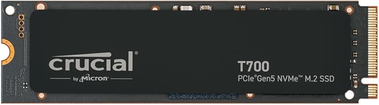 Crucial T700 2TB SSD PCIe Gen5 NVMe M.2 Internal Gaming SSD, Up to 12,400MB/s, Microsoft DirectStorage, PCIe 4.0 Backwards...