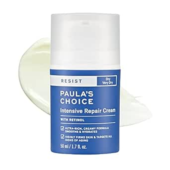 Paula&#39;s Choice RESIST Intensive Repair Cream with Retinol, Hyaluronic Acid &amp; Jojoba, Concentrated Anti-Aging Moisturizer for Dry, Chapped Skin, 1.7 Ounce