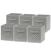 SimpleHouseware Fabric Cube Storage Bins Foldable Organizer, Geometric Grey, Set of 6