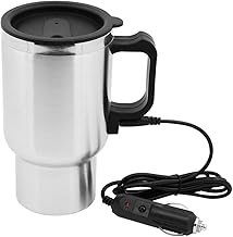 Gobesty Wasserkocher Auto 12V, 450ml Heizbecher Auto, Edelstahl Auto Camping Reise Wasserkocher mit Zigarettenanzünder, Tr...