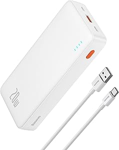 Baseus Powerbank 20000mAh Power Bank 20W Schnelles Aufladen, Externer Handyakkus PD QC Ladegerät mit USB C in&amp;Out, Powerbank USB C Klein für iPhone 15 14 13 12 11 Samsung S23 S22 iPad Xiaomi Huawei