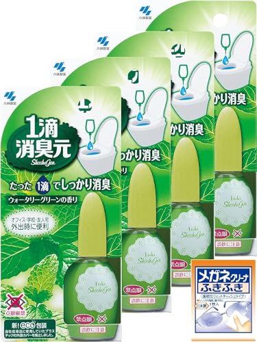 【Amazon.co.jp限定】【まとめ買い】一滴消臭元 ウォータリーグリーンの香り 消臭芳香剤 トイレ用 20ml (約640滴分)×4個 (おまけ付) 小林製薬