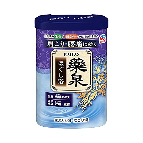 【医薬部外品】バスロマン 薬泉 ほぐし浴 入浴剤 生薬 温泉成分 温浴効果 血行促進 疲労回復 肩のこり 腰痛 緩和 (アース製薬) 600グラム (x 1)