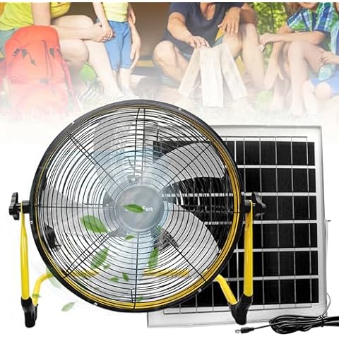 14 Inch Portable Rechargeable Fan,15600mAh Battery Powered,Camping Fan with Solar P...