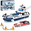 COGO MAN City Police Patrol Boat Building Blocks with Race Boat, Coast Guard Ship Cop Chase Crook Boat Building Toys, Police Toy Gift for Boys Kids Aged 6-12, 285 Pieces