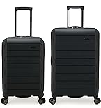 Traveler's Choice Pagosa Indestructible Hardshell Expandable Spinner Luggage, Black, 2 Piece Set