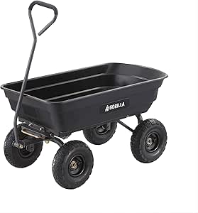 Gorilla Carts Utility Cart with Steel Frame, 600 Pound Capacity, and 10 Inch Tires