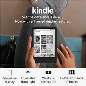 New Amazon Kindle (16 GB) - Lightest and most compact Kindle, now with faster page turns, and higher contrast ratio, for an enhanced reading experience - Black