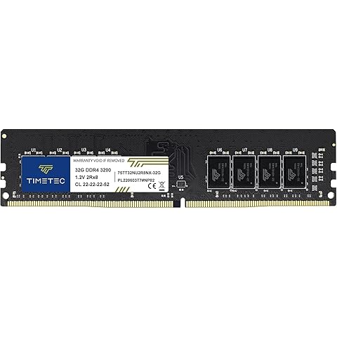 Timetec 32GB DDR4 3200MHz (or 2933MHz or 2666MHz) PC4-25600 CL22 1.2V Non-ECC Unbuffered 2Rx8 Dual Rank 288 Pin UDIMM Desktop PC Computer Memory RAM Module Upgrade (32GB)