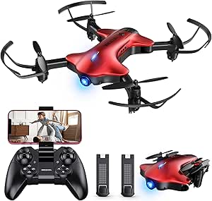 Drone for Kids, Spacekey FPV Wi-Fi Drone with Camera 1080P FHD, Real-time Video Feed, Great Drone for Beginners, Quadcopter Drone with Altitude Hold, One-Key Take-Off, Landing Foldable Arms (Red)