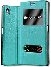 Cadorabo Book Case compatible with Sony Xperia Z5 PREMIUM in MINT TURQUOISE - with Magnetic Closure, 2 Viewing Windows and...