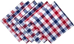 DII 4th of July Tabletop Collection, Napkin Set, Red, White & Blue Check, 6 Piece