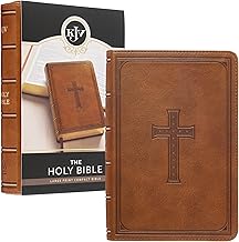 KJV Holy Bible, Compact Large Print Faux Leather Red Letter Edition - Ribbon Marker, King James Version, Saddle Tan (KJV C...