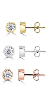 bezel by the yard diamond earrings studs fine jewelry yellow gold rose pink