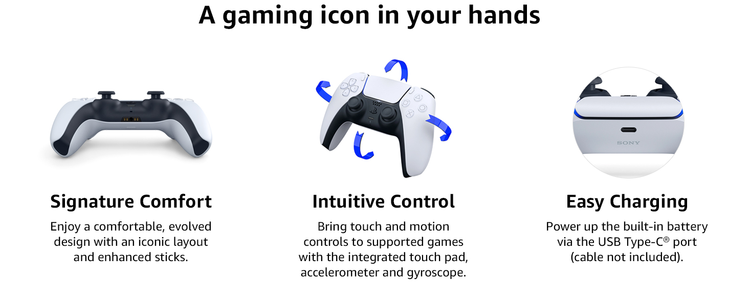 A gaming icon in your hands, signature comfort, intuitive control and easy charging