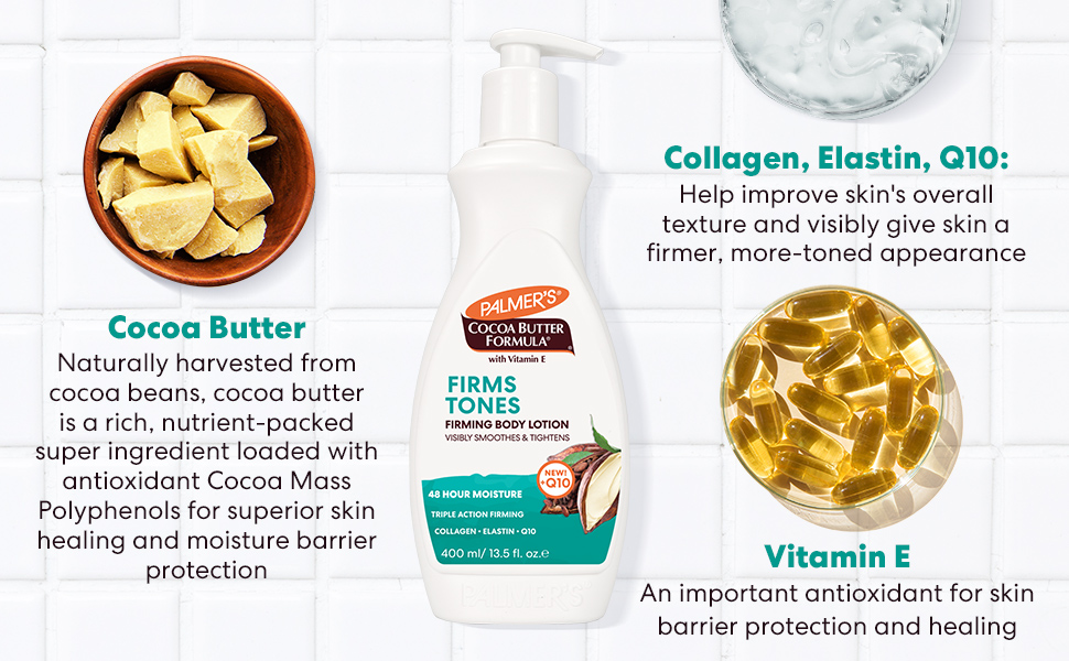 Palmer's Firming Cream consists of natural Cocoa Butter Collagen Elastin Q10 and Vitamin E firming