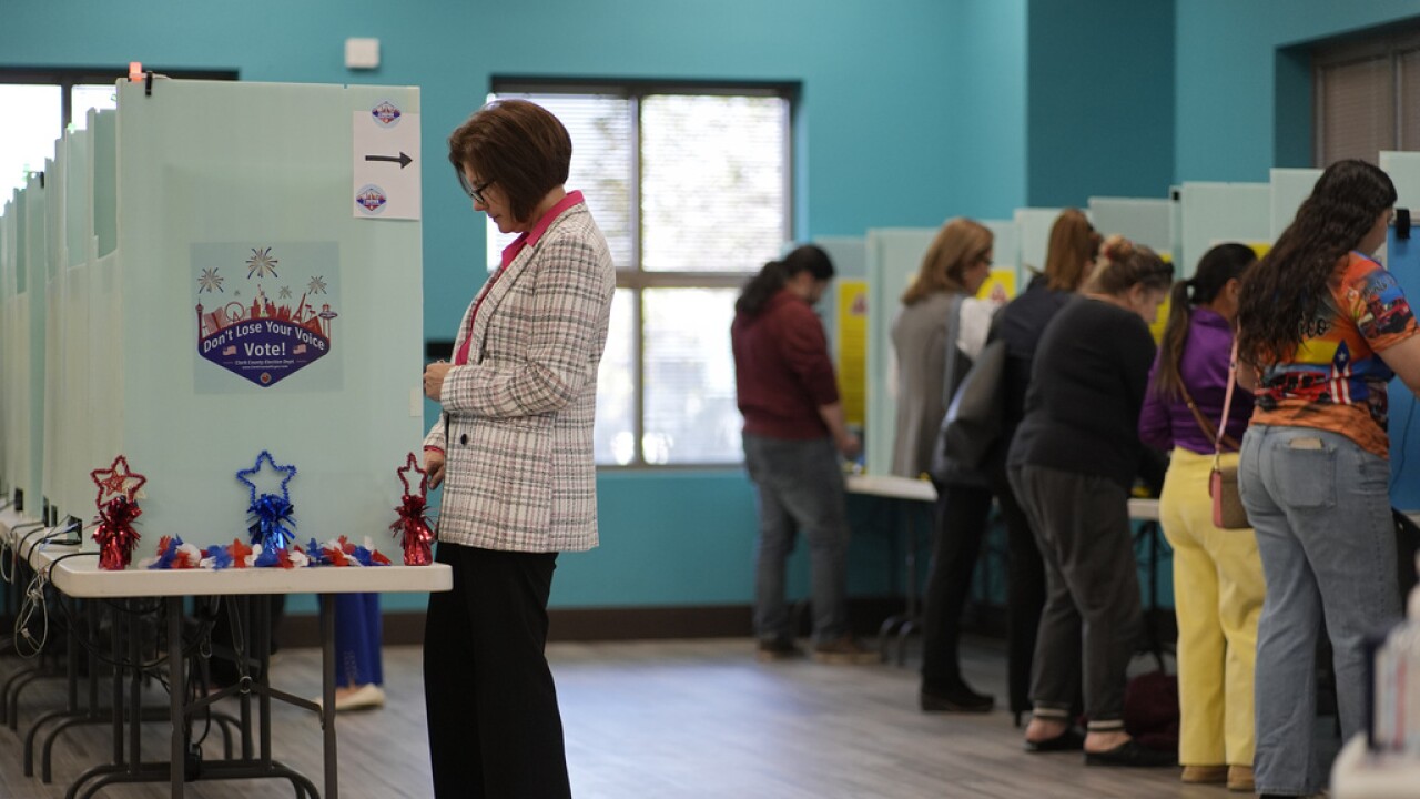 people at a polling booth