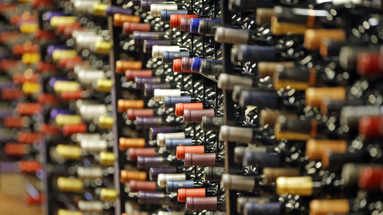 wines in a rack