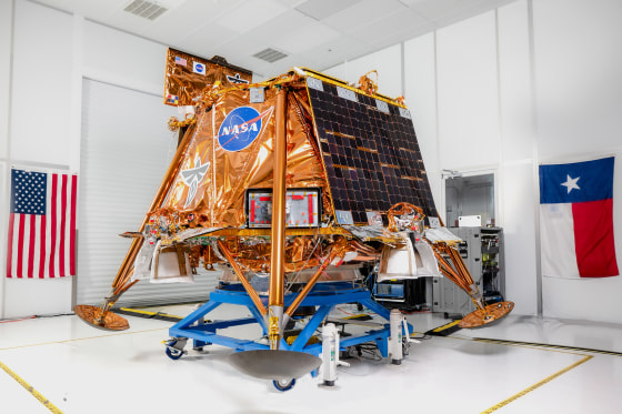 Firefly Aerospace’s Blue Ghost Mission One lander, seen here, will carry 10 NASA science and technology instruments to the Moon’s near side when it launches from NASA’s Kennedy Space Center in Florida on a SpaceX Falcon 9 rocket, as part of NASA’s CLPS (Commercial Lunar Payload Services) initiative and Artemis campaign.