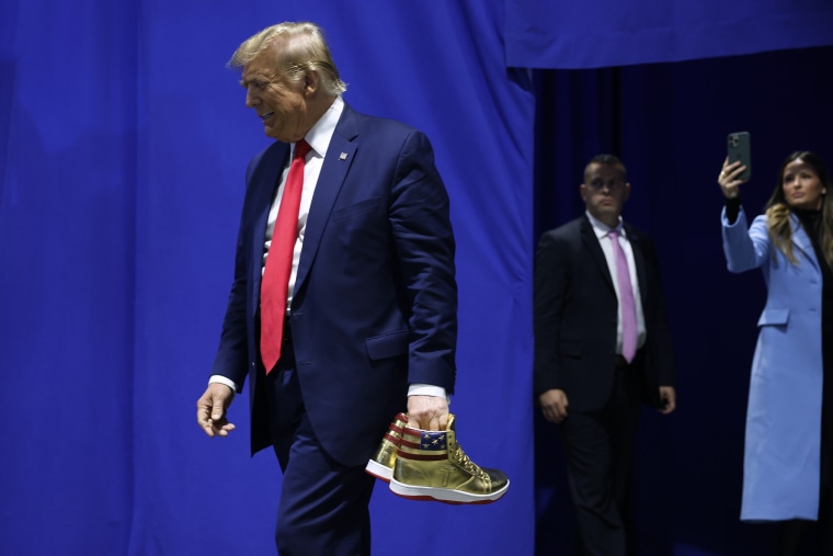 Presidential Candidate And Former President Donald Trump Attends Sneaker Con To Launch His New Shoe Line