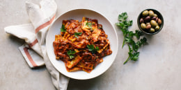 Cheese Ravioli with Puttanesca Sauce