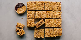 Peanut Butter and Jelly Rice Krispie Treats