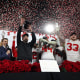 Image: Head coach Ryan Day of the Ohio State Buckeyes holds up the Leishman Trophy after defeating the Oregon Ducks 41-21 in the Rose Bowl game on Jan. 1, 2025, in Pasadena, Calif.