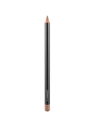 M.A.C. Cosmetics Lip Pencil in Oak neutral light brown and black lip pencil on white background