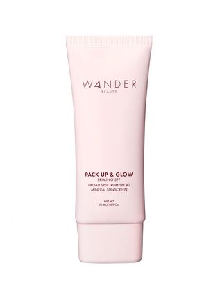 Wander Beauty Pack Up  Glow Priming SPF pale pink tube on white background