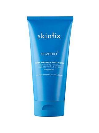 Skinfix Eczema Extra Strength Body Cream blue tube on white background