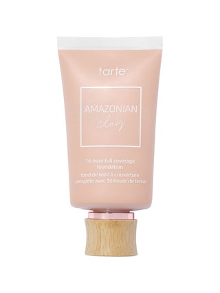 Tarte Amazonian Clay Full Coverage Foundation tube of foundation with wood cap on white background