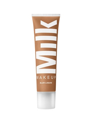 Milk Makeup Blur Liquid Matte Foundation translucent tube of foundation with translucent white lid on white background